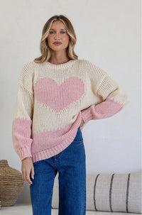 J'dore Heart Knit – Pink/Ivory
