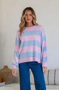 Brady Bunch Stripe Knit – Blue/Pink