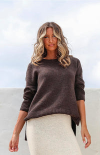 Side Split Canyon Knit - Chocolate