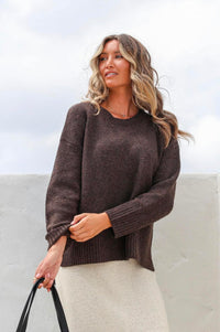 Side Split Canyon Knit - Chocolate