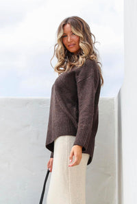 Side Split Canyon Knit - Chocolate