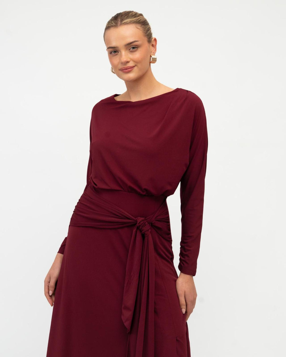 Anika Jersey Midi Dress – Merlot