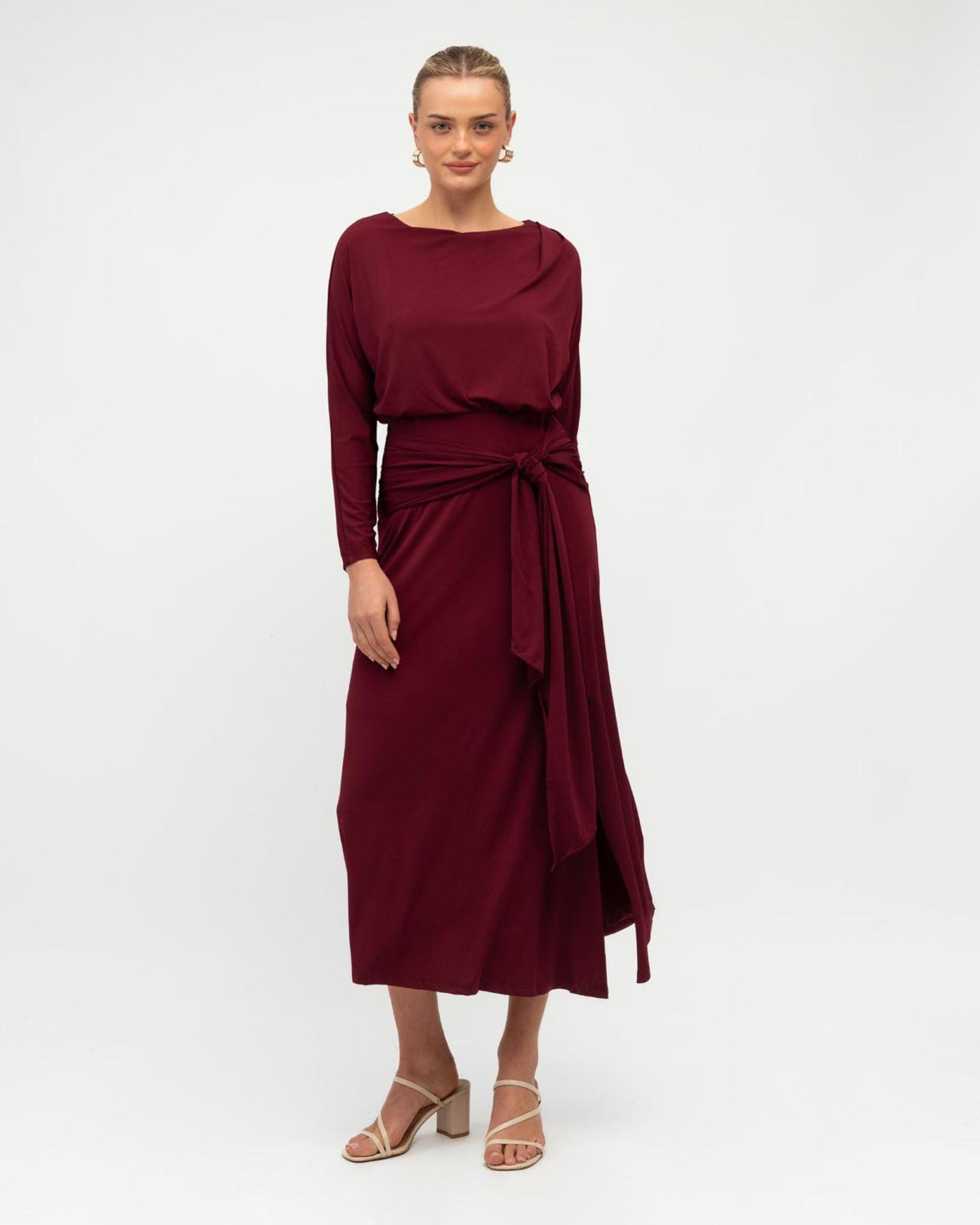 Anika Jersey Midi Dress – Merlot