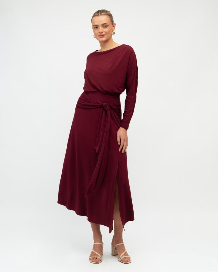 Anika Jersey Midi Dress – Merlot