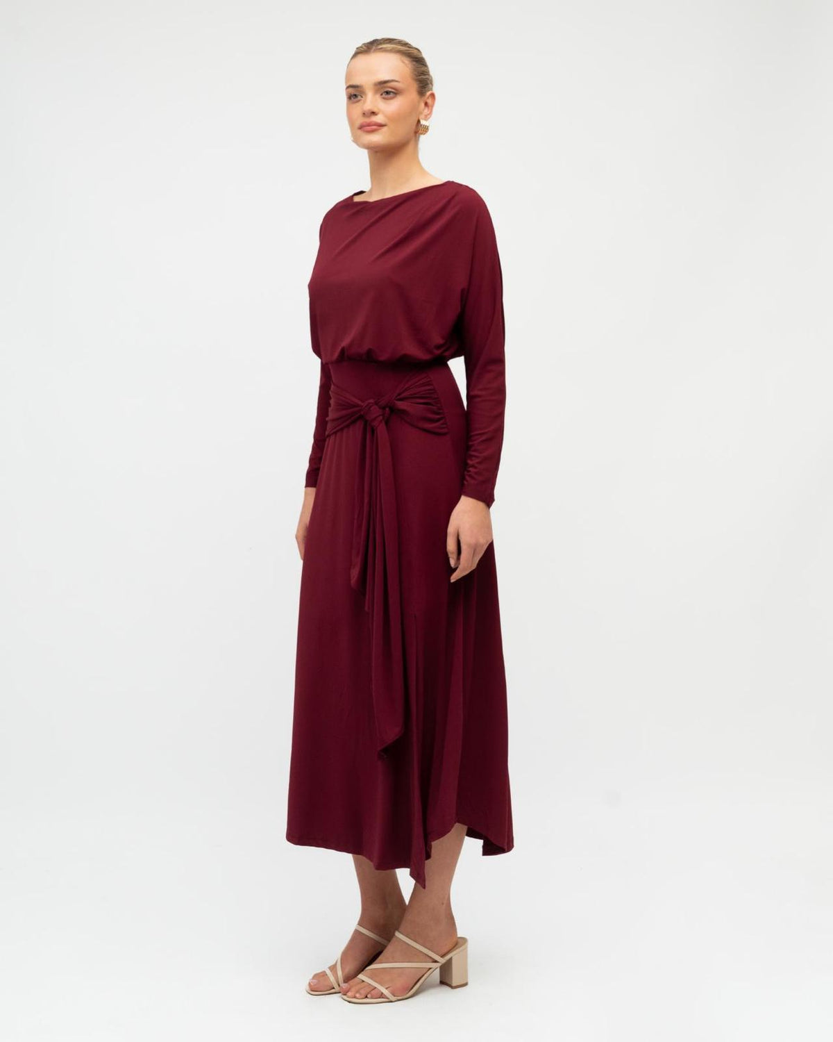 Anika Jersey Midi Dress – Merlot