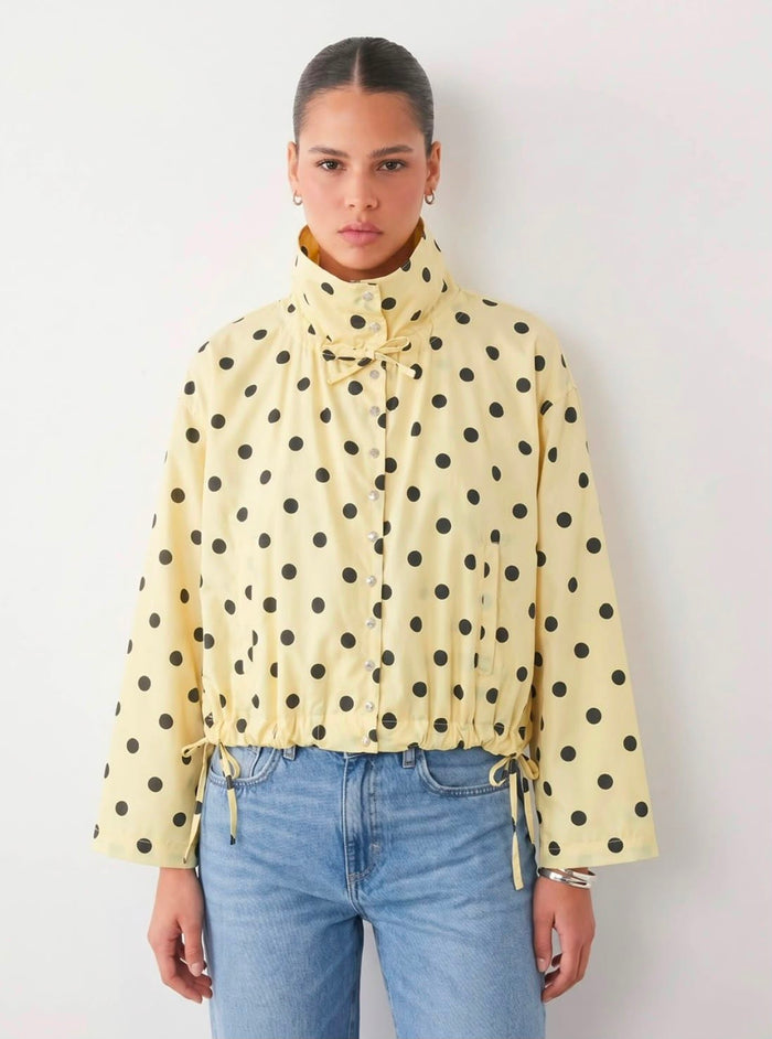 Lemon Drawstring Polka Dot Spray Jacket