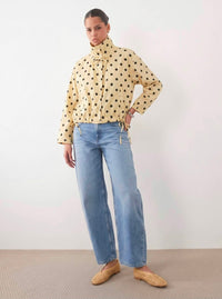 Lemon Drawstring Polka Dot Spray Jacket