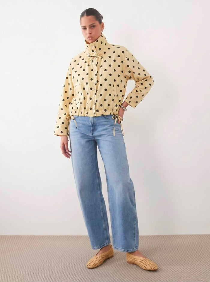 Lemon Drawstring Polka Dot Spray Jacket