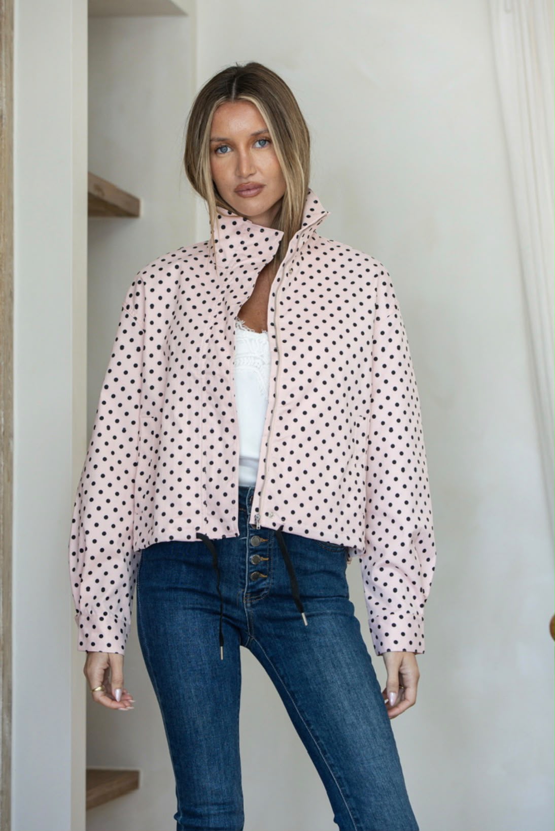 Polka Dot Spray Jacket - Pink