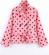 Polka Dot Funnel Neck Trench - Pink
