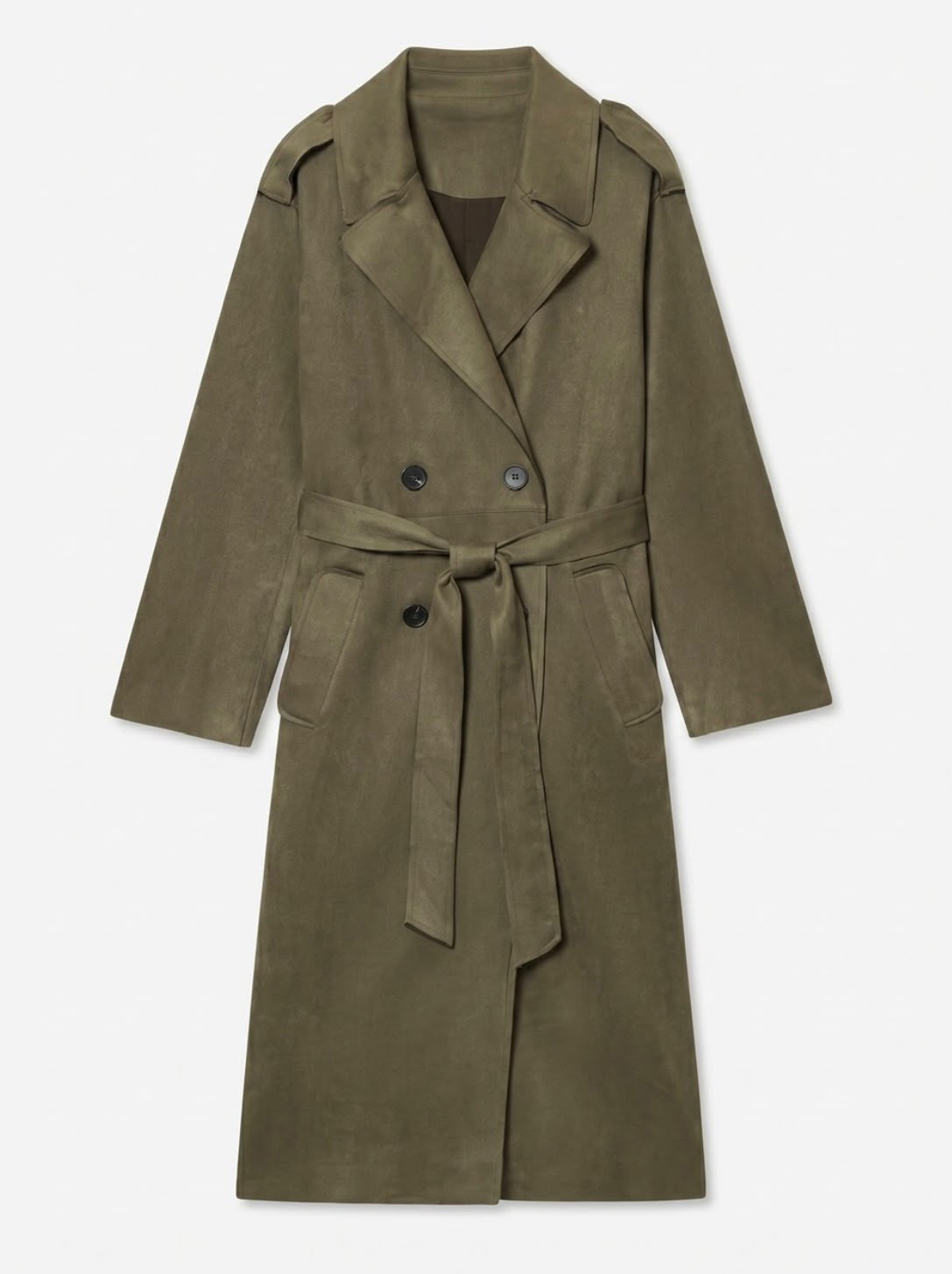 Suede Trench Jacket - Khaki