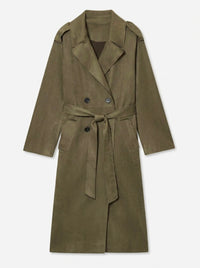 Suede Trench Jacket - Khaki
