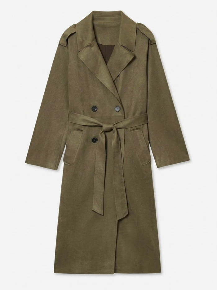Suede Trench Jacket - Khaki