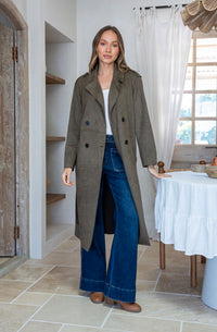 Suede Trench Jacket - Khaki