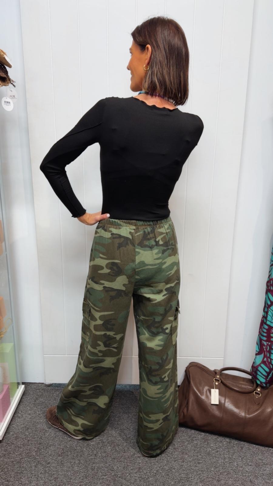 Dark Camo Pants With Patches