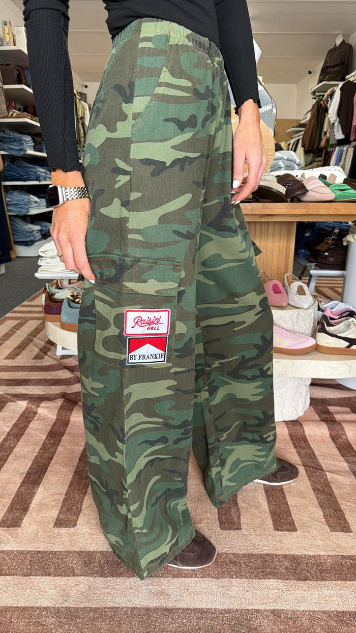 Dark Camo Pants With Patches
