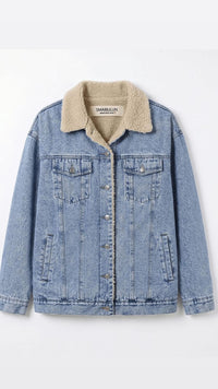 Fur Lined Boyfriend Denim Jacket