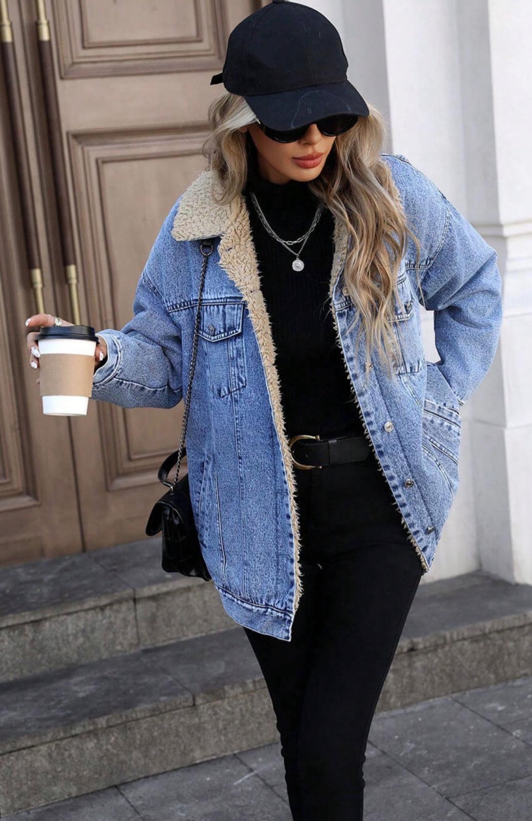 Fur Lined Boyfriend Denim Jacket