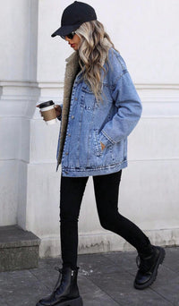 Fur Lined Boyfriend Denim Jacket