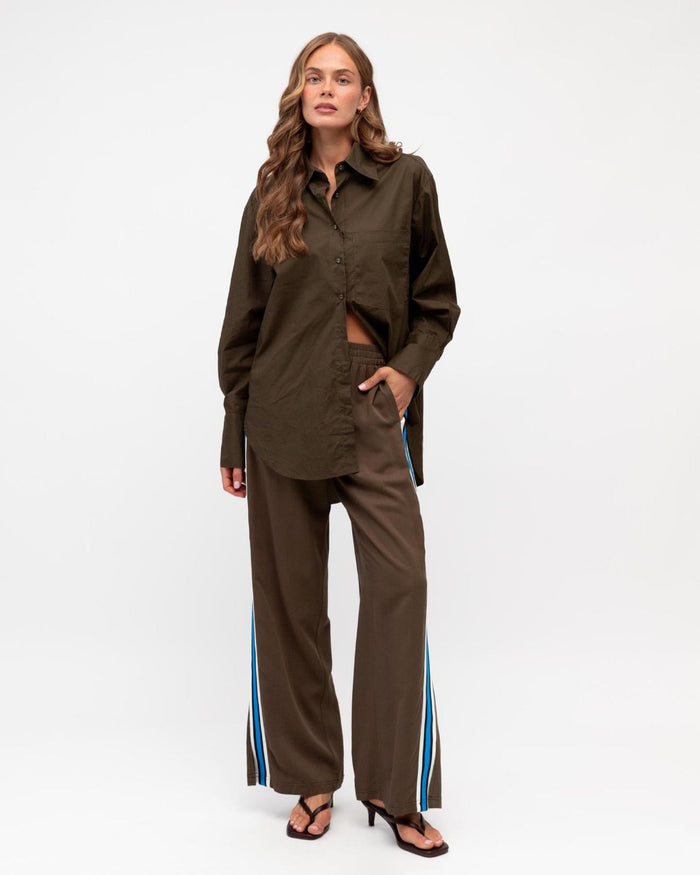 Brown Pants with Blue Stripe