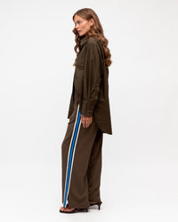 Brown Pants with Blue Stripe