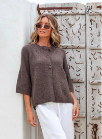 Lennox Cardi 3/4 Sleeve  - Chocolate