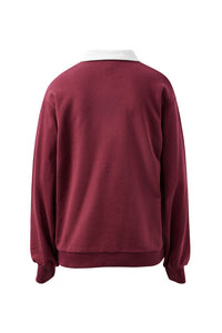 Wren Rugby Sweat - Washed Burgundy White Heritage Logo