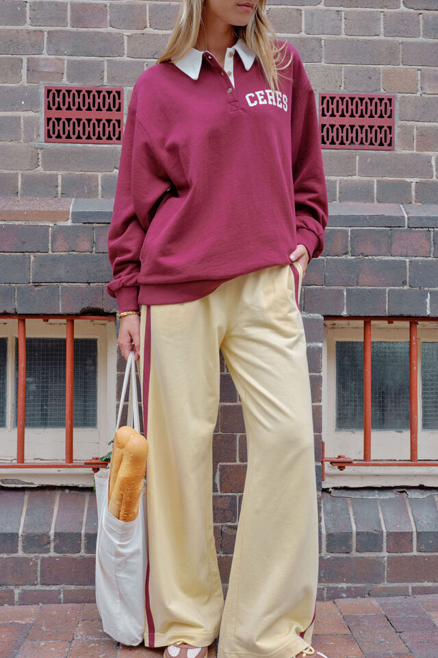 Wren Rugby Sweat - Washed Burgundy White Heritage Logo