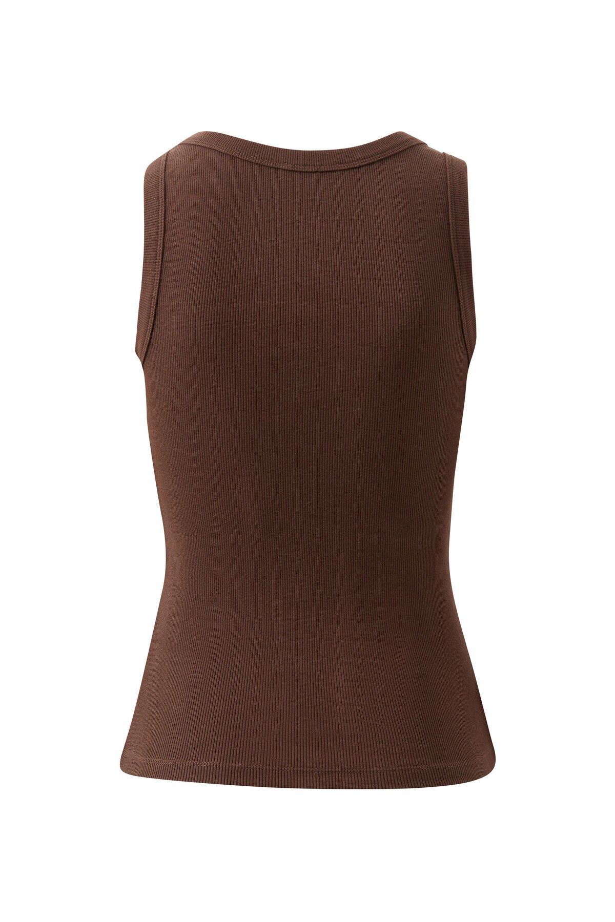 Zoe Contour Rib Scoop Tank - Chocolate/Monogram Embroidery