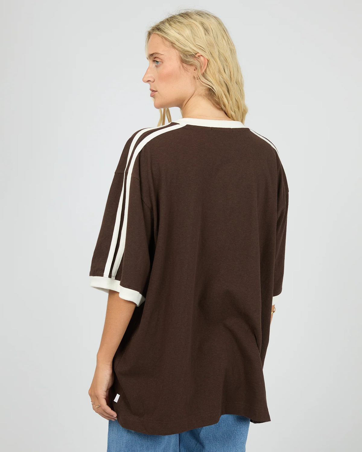 Zulu Panel Oversized V Neck Tee - Brown