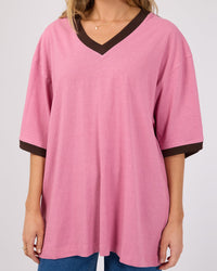 Zulu Panel Oversized V Neck Tee - Orchid