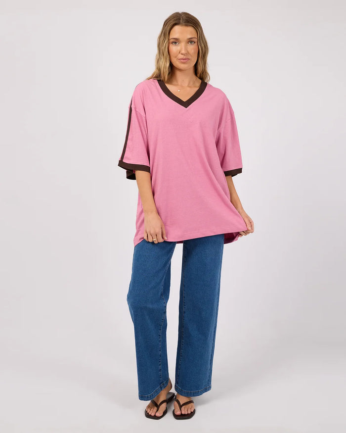 Zulu Panel Oversized V Neck Tee - Orchid