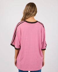 Zulu Panel Oversized V Neck Tee - Orchid