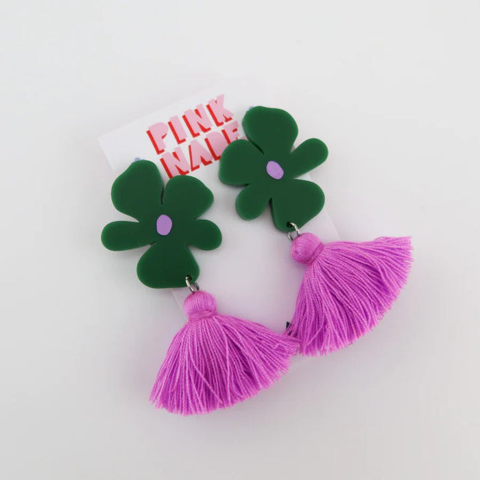'Alie' Green/Lilac Tassel Dangle Earrings - Sare StorePink NadeEarrings