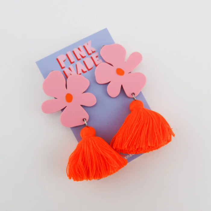 'Alie' Pink/Orange Tassel Dangle Earrings - Sare StorePink NadeEarrings