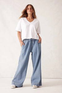 Andie Wide Leg Drawstring Pant - Blue Herringbone - Sare StoreCeres LifeLeggings