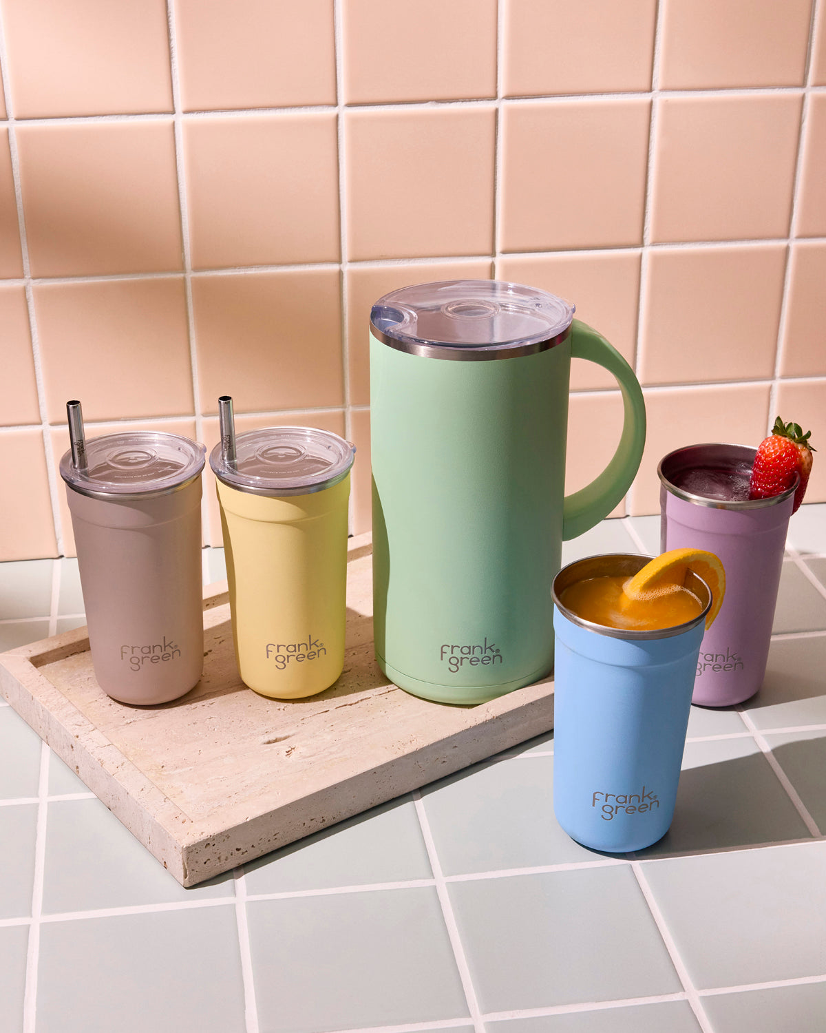Assembled Summer Core 16oz Stainless Steel Reusable Party Cups 4 Pack
