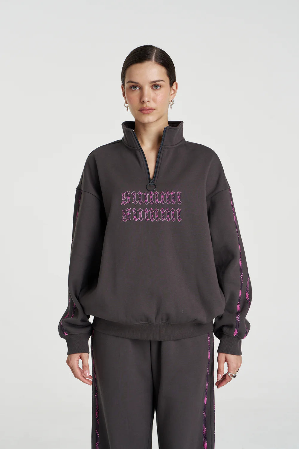 Eden Zip Neck Jumper - Shadow