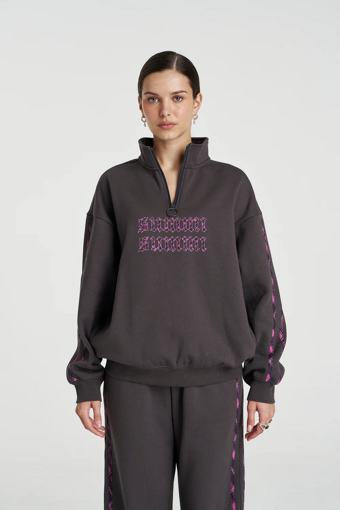 Eden Zip Neck Jumper - Shadow