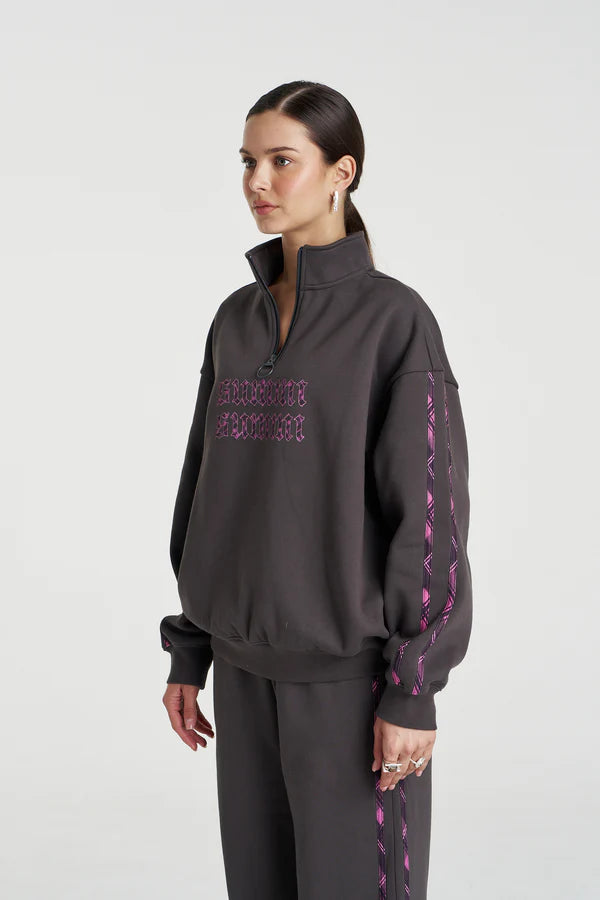 Eden Zip Neck Jumper - Shadow