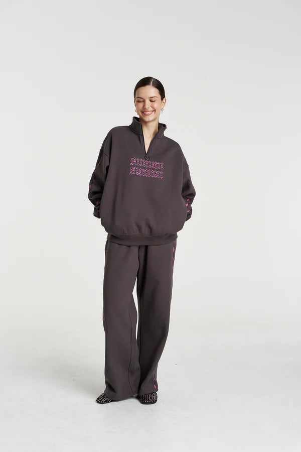 Eden Zip Neck Jumper - Shadow