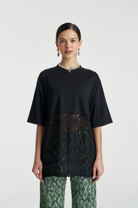 Lace Panel Tee - Black