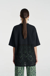 Lace Panel Tee - Black