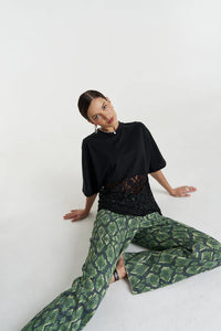 Lace Panel Tee - Black