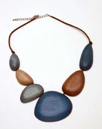 Blue Wooden Bead Necklace - Sare StoreCinnamon CreationsNecklace