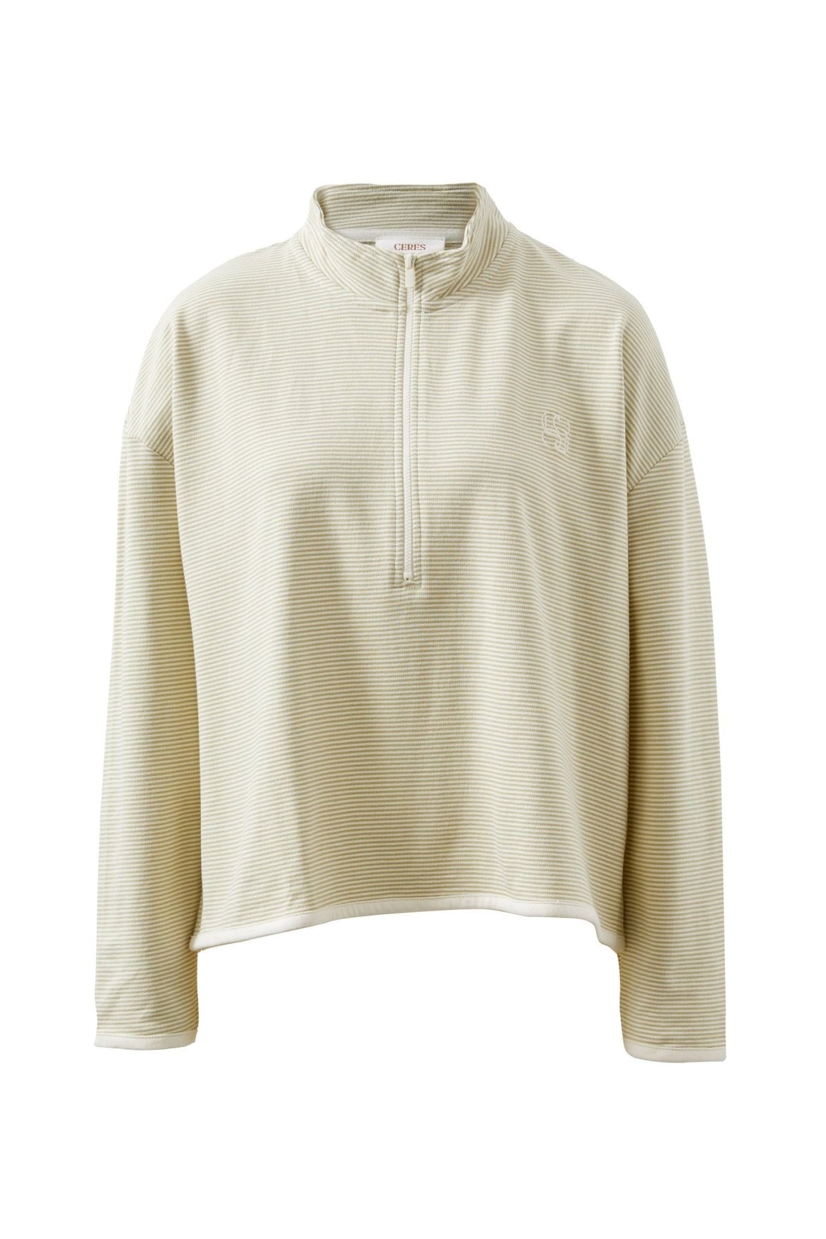 Boxy Zip Sweat - Matcha Fine Stripe - Sare StoreCeres LifeSweatshirts