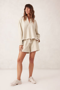 Boxy Zip Sweat - Matcha Fine Stripe - Sare StoreCeres LifeSweatshirts