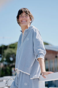 Boxy Zip Sweat - Moonlight Fine Stripe - Sare StoreCeres LifeSweatshirts