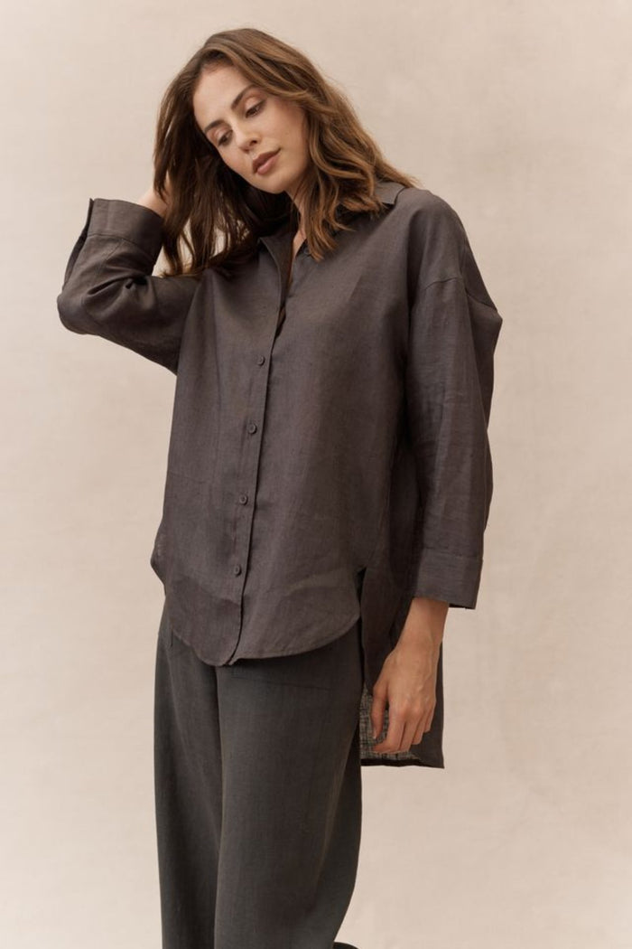 Boyfriend Shirt - Charcoal - Sare StoreLittle LiesShirt