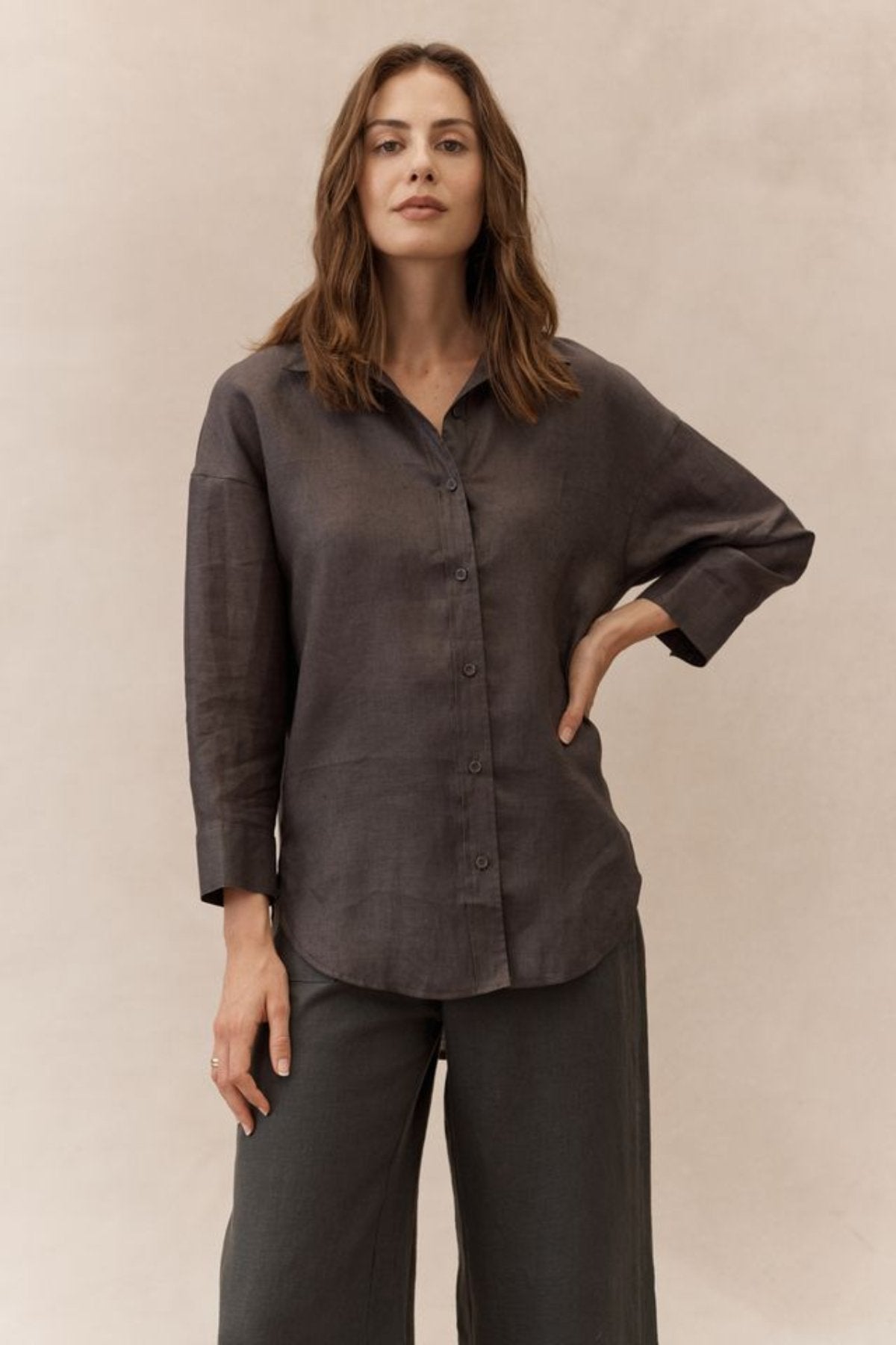 Boyfriend Shirt - Charcoal - Sare StoreLittle LiesShirt